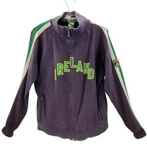 Blue‎ Marlin Ireland Embroidered Zip Front Raglan Long Sleeve Trainer Sweatshirt
